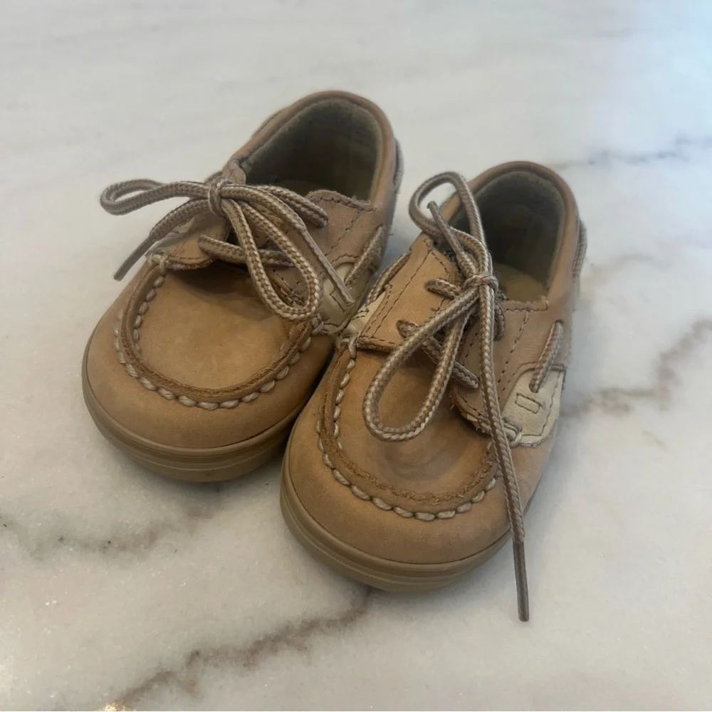Sperry Top-Sider Bluefish Leather Boat Shoes Tan Unisex Baby & Toddler Size 2M